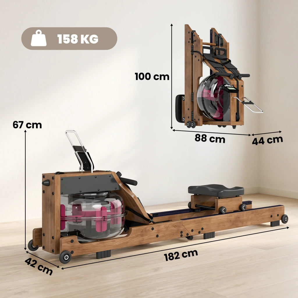 Vogatore da appartamento pieghevole 182 x 42 x 67 cm resistenza regolabile ad acqua connessione senza fili scandinavo in legno di rovere 21_0006740