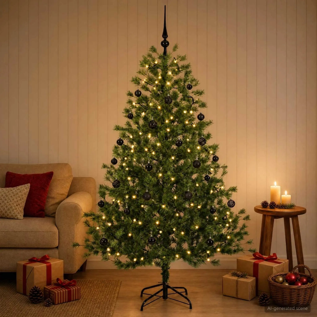Albero di Natale artificiale con palline 150 cm 150 LED 3465554