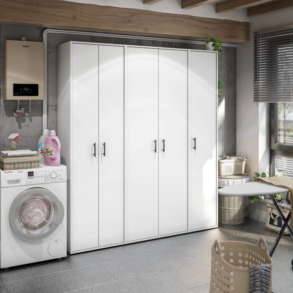 Crucoli, Armadio Multiuso 1 Anta 2 Ripiani, 40x206h cm Bianco