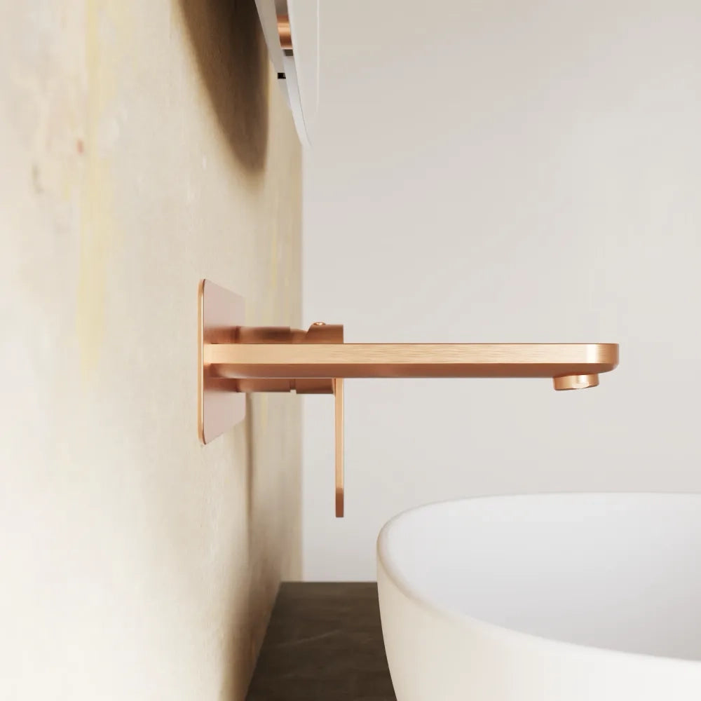 Miscelatore lavabo ad incasso placca squadrata rame spazzolato | Meryl