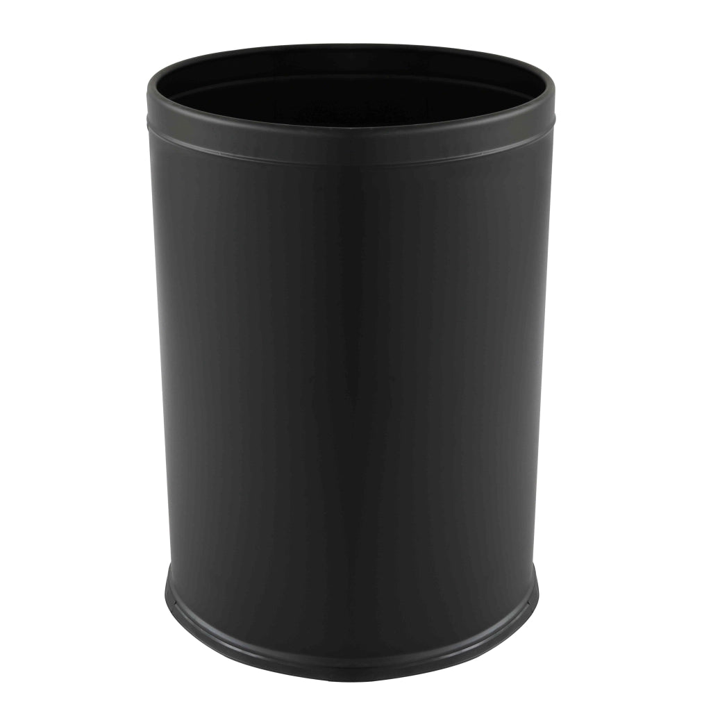Oviala - Cestino rotondo in acciaio nero opaco da 240 L