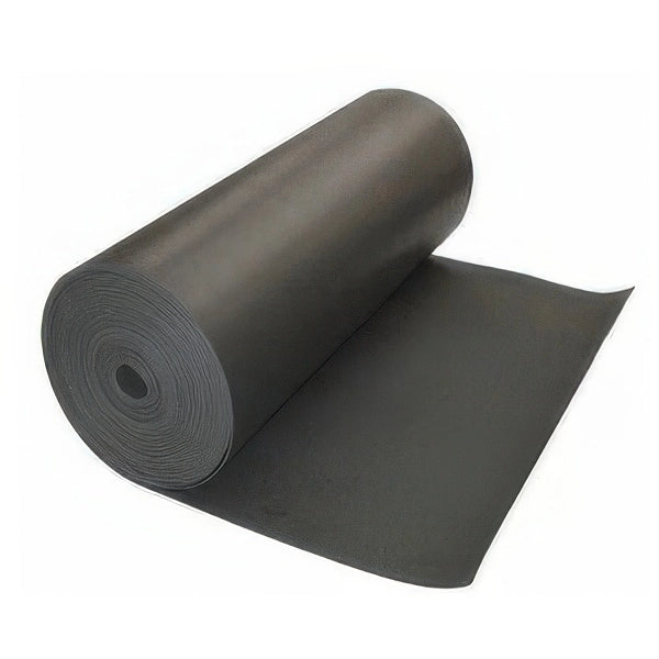 Lastra di Gomma SBR Liscia con 1 Tela Spessore 1,5 mm in Rotolo da 1,2 x 10 m Nera