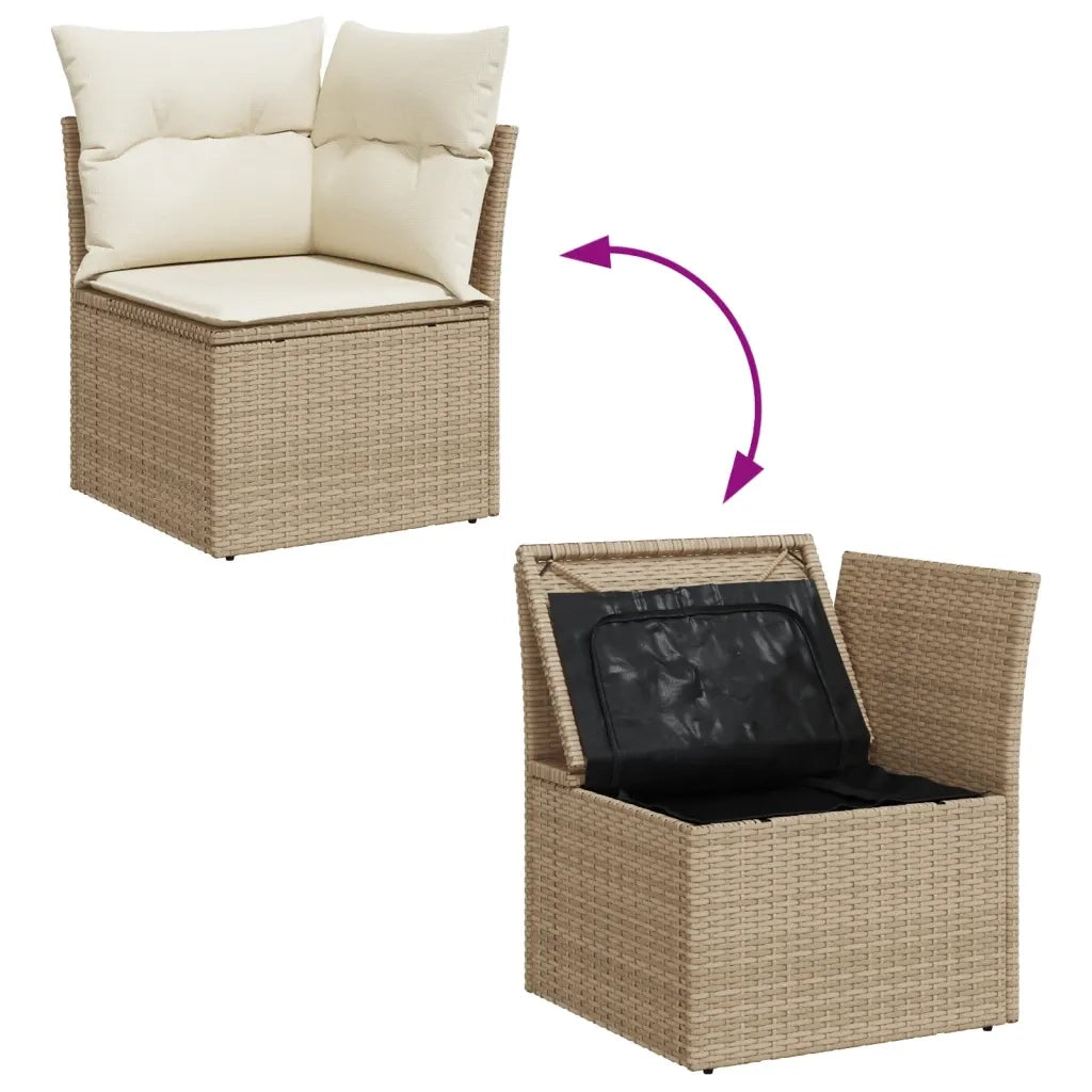 Set Divani da Giardino 7 pz con Cuscini Beige in Polyrattan 3255827