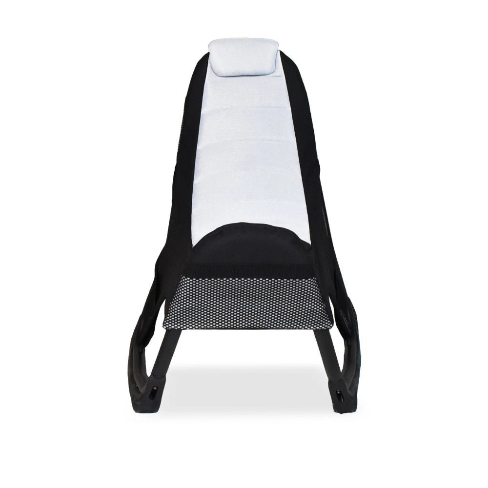 Sedia gaming Rocky in tessuto bicolore con base curva – Nero e bianco
