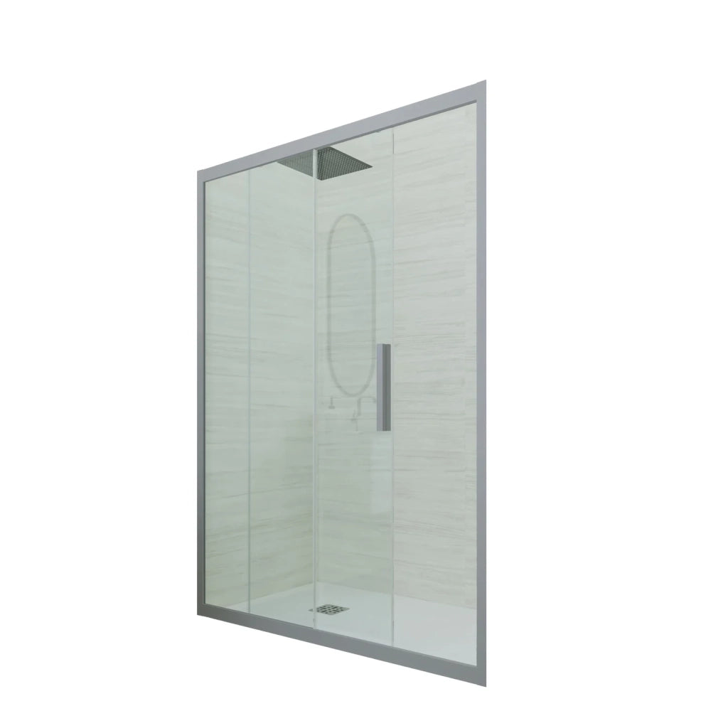 Porta doccia scorrevole 170 CM H 200 Vetro Trasparente Profilo Silver mod. Deco