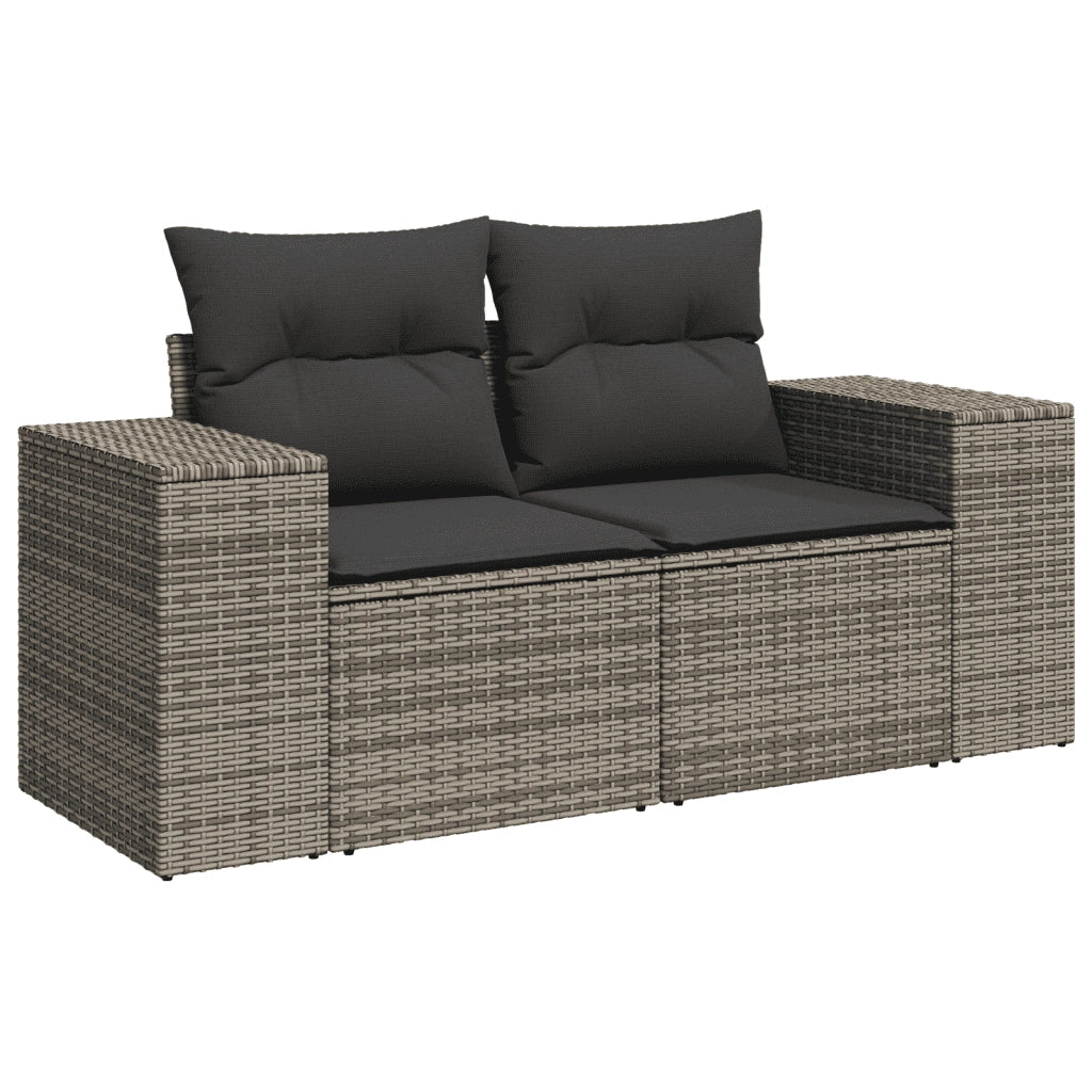 Set Divani da Giardino 7 pz con Cuscini Grigio in Polyrattan 3272656