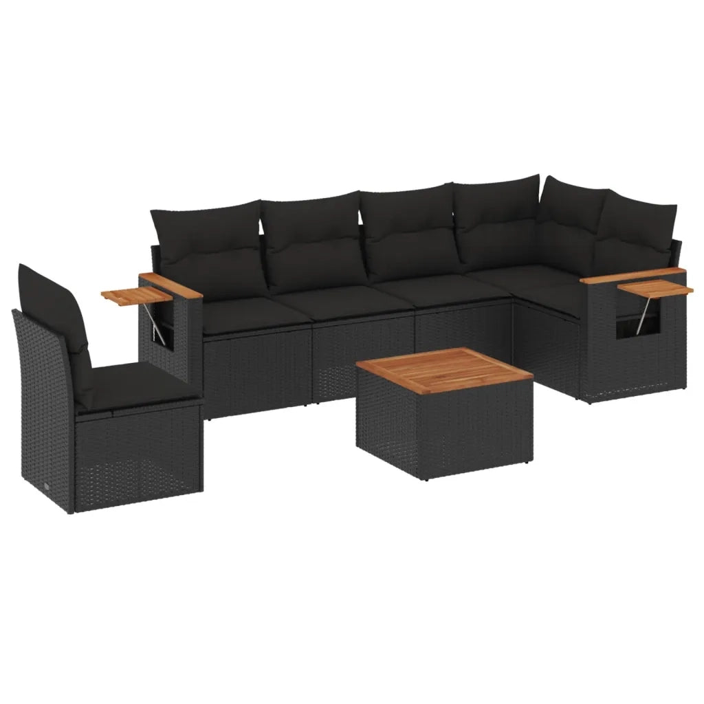 Set Divani da Giardino con Cuscini 7pz Nero Polyrattan 3226860