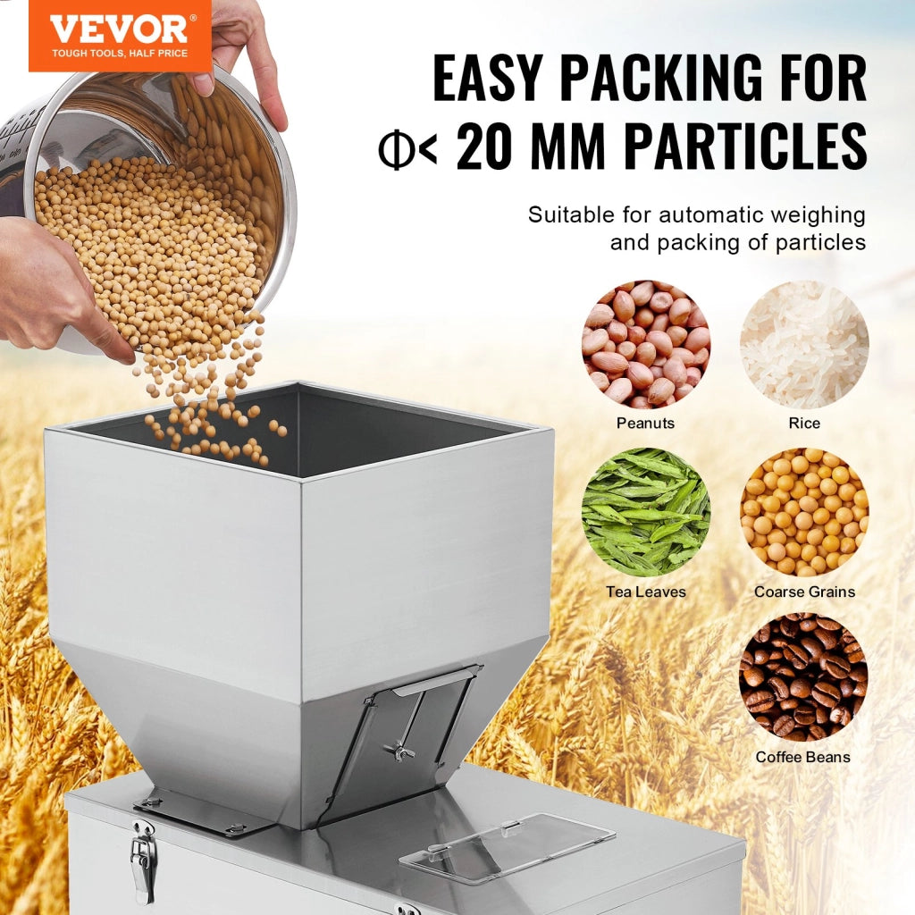 Riempitrice di particelle automatica F-3000-V2, pesatrice 20-3000g in acciaio inox con pedale, dosatrice per granuli e semi 96W