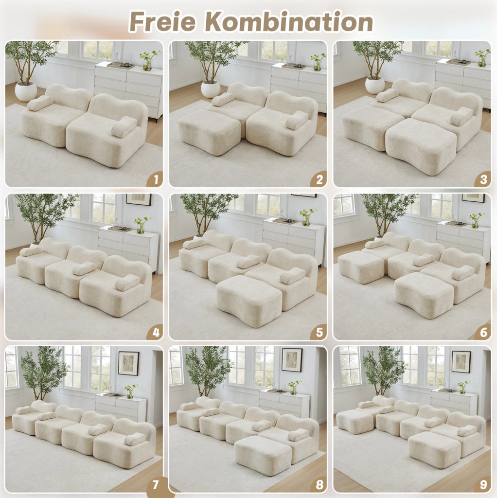 DIVANO MODULARE SENZA TELAIO Beige in velluto