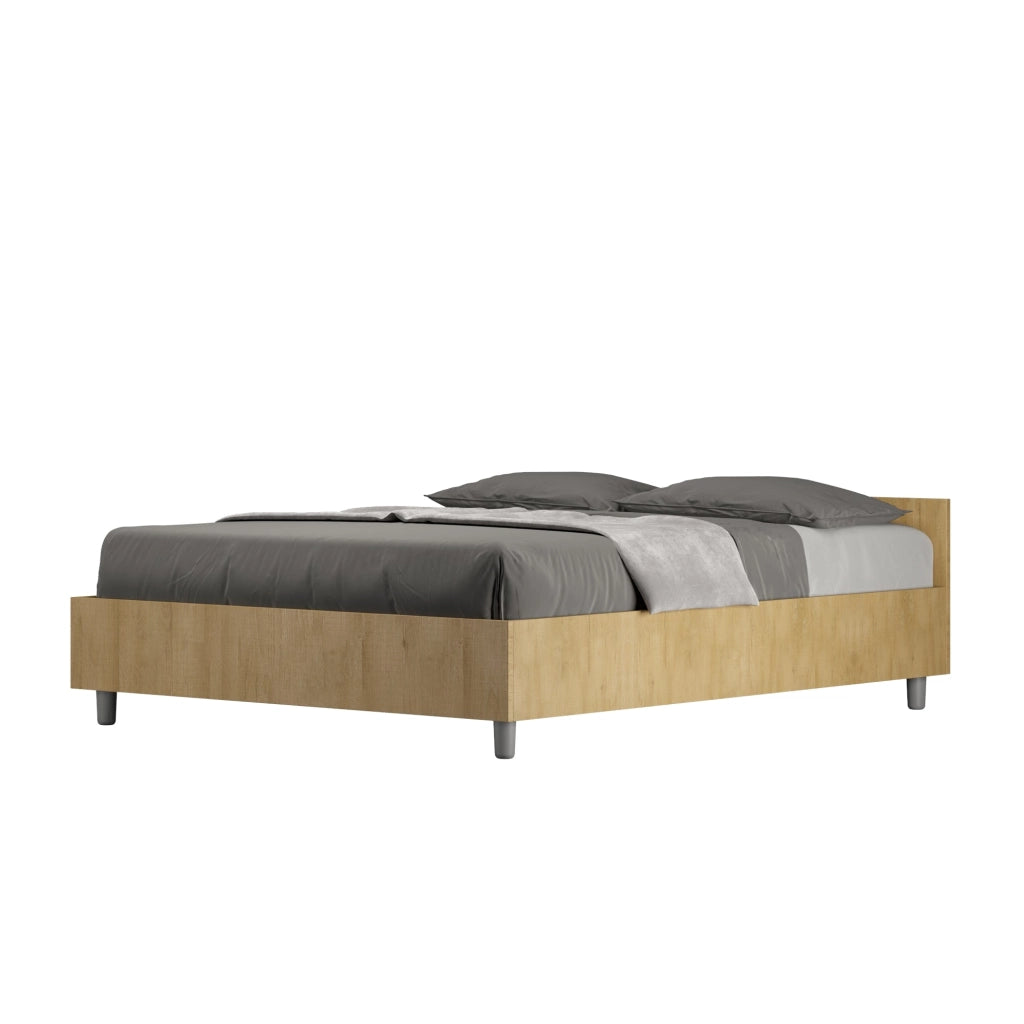 Letto Matrimoniale Francese 140x190 cm con Rete Nuamo Quercia