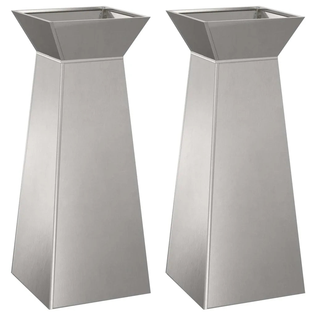 Vaso a Pilastro 2 pcs Argento 40 x 40 x 100 cm
