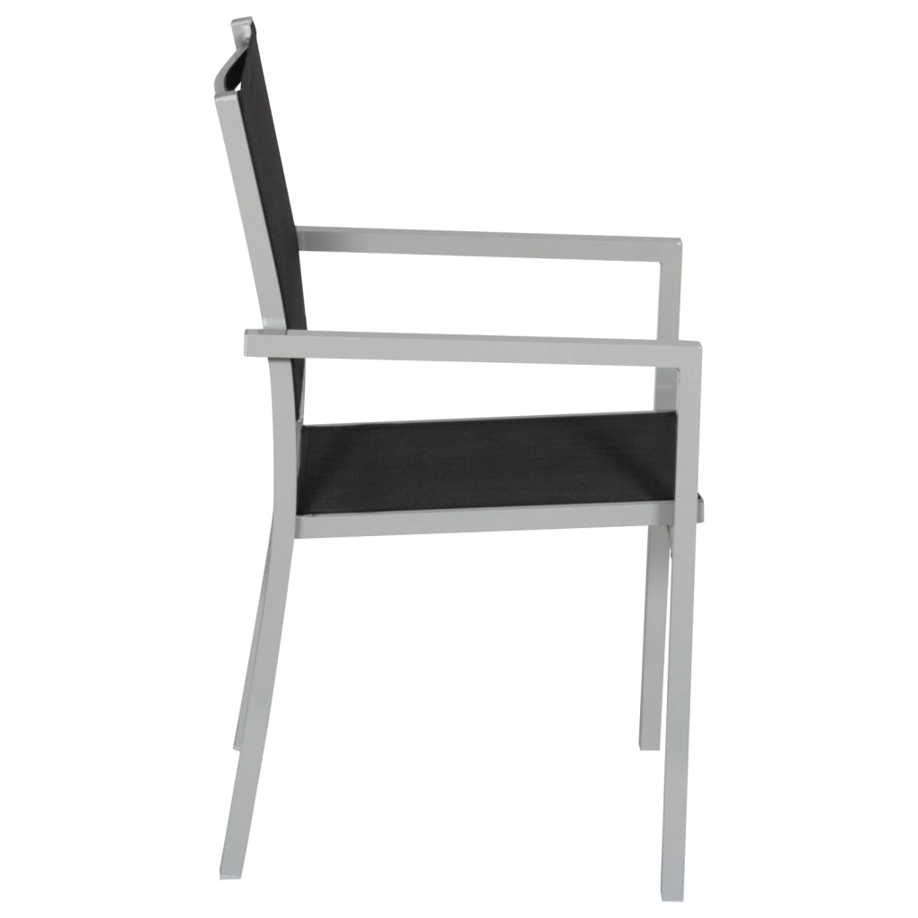 Set di 4 sedie in alluminio grigio - textilene nero