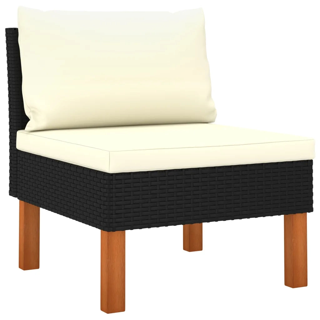 Set Divani da Giardino 6 pz con Cuscini in Polyrattan Nero 3059750