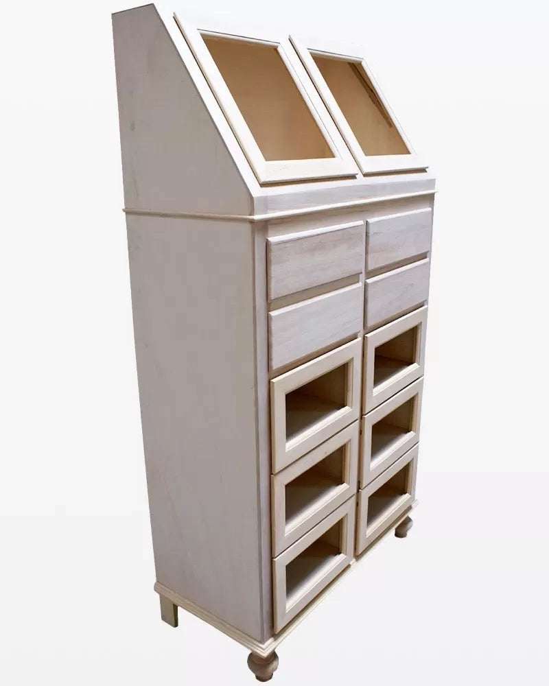 Dispensa cucina 10 cassetti e 2 ante legno grezza 80x42x153 - Mobili 2G