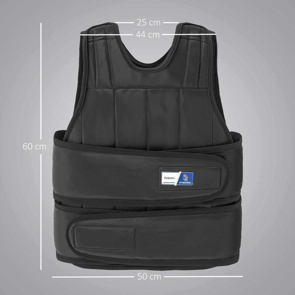 Gilet zavorrato da allenamento 50 x 60 x 10 cm regolabile 20 kg rimovibile comfort imbottito moderno ed essenziale in tessuto oxford nero 21_0006913