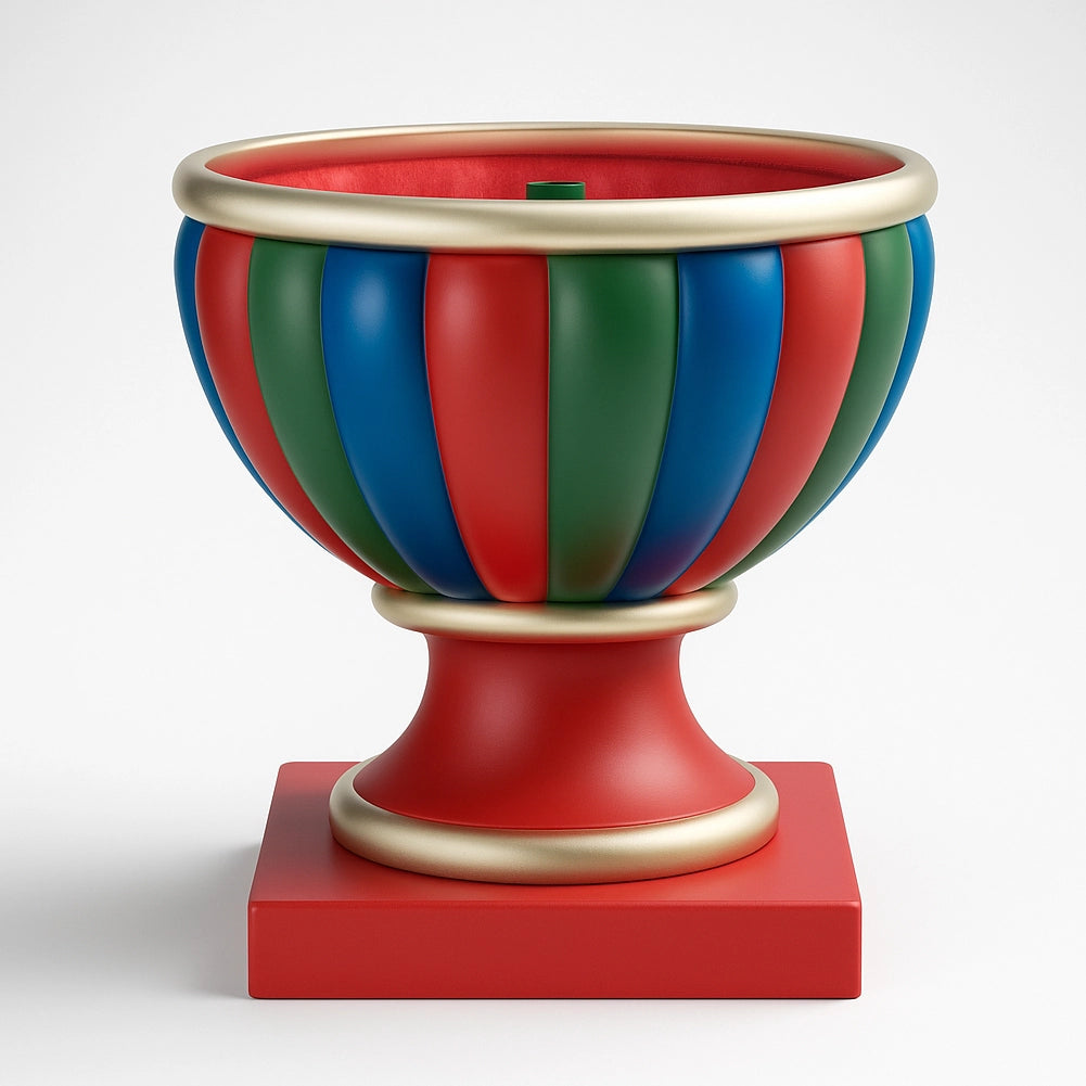 Base Albero di Natale Calice Rosso Verde e Blu Supporto Attacco Universale 32 cm