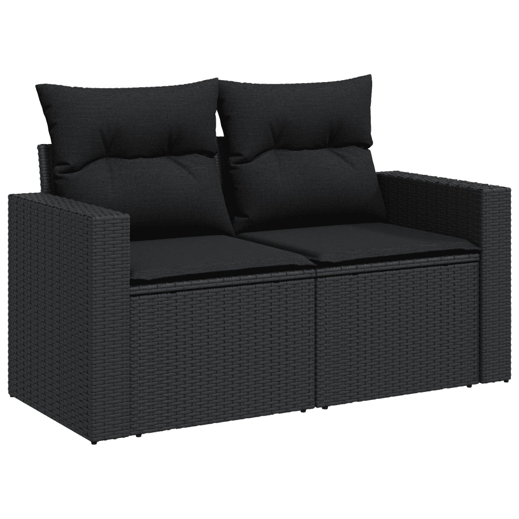Set Divani da Giardino con Cuscini 7pz Nero Polyrattan 3219035