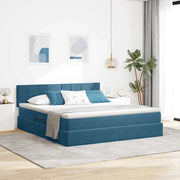 Letto con Contenitore Blu Scuro 160 x 200 cm Velluto