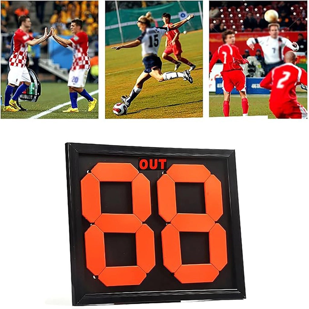 TABELLONE CALCIO SPORT SOSTITUZIONI CAMBI TABELLA ARBITRO A 2 CIFRE FRONTE/RETRO