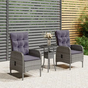 Set da Bistrot per Giardino 3 pz in Polyrattan Grigio
