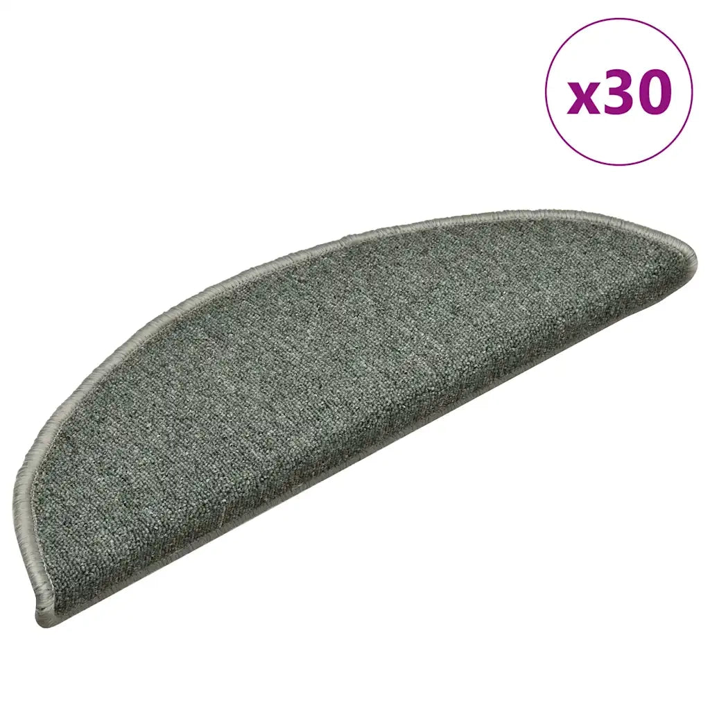 Tappetini per scale 30 pz 56x17x3 cm Verde scuro semicircolari 3365741