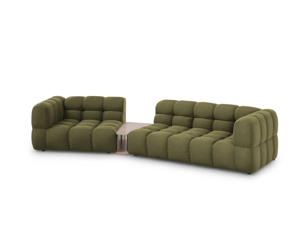 Cosmopolitan Design - Divano modulare sinistro "Sky" 3 posti in velluto verde chiaro 