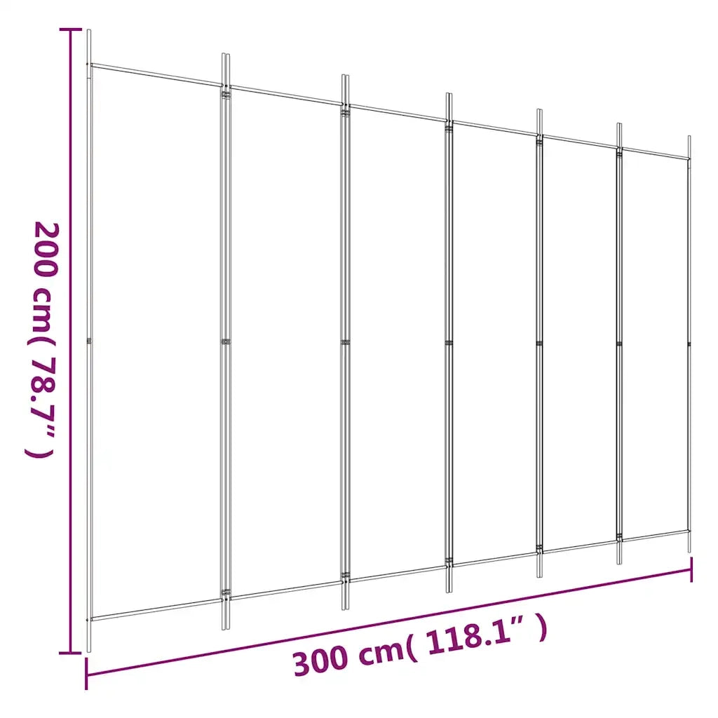 Divisorio a 6 Pannelli Bianco 300x200 cm Tessuto 350190