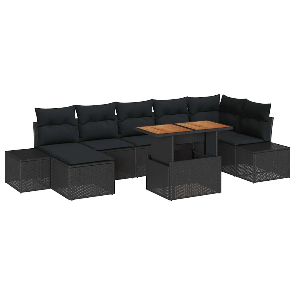 Set Divano da Giardino con archiviazione 8 pcs Nero Poly Rattan 3358732