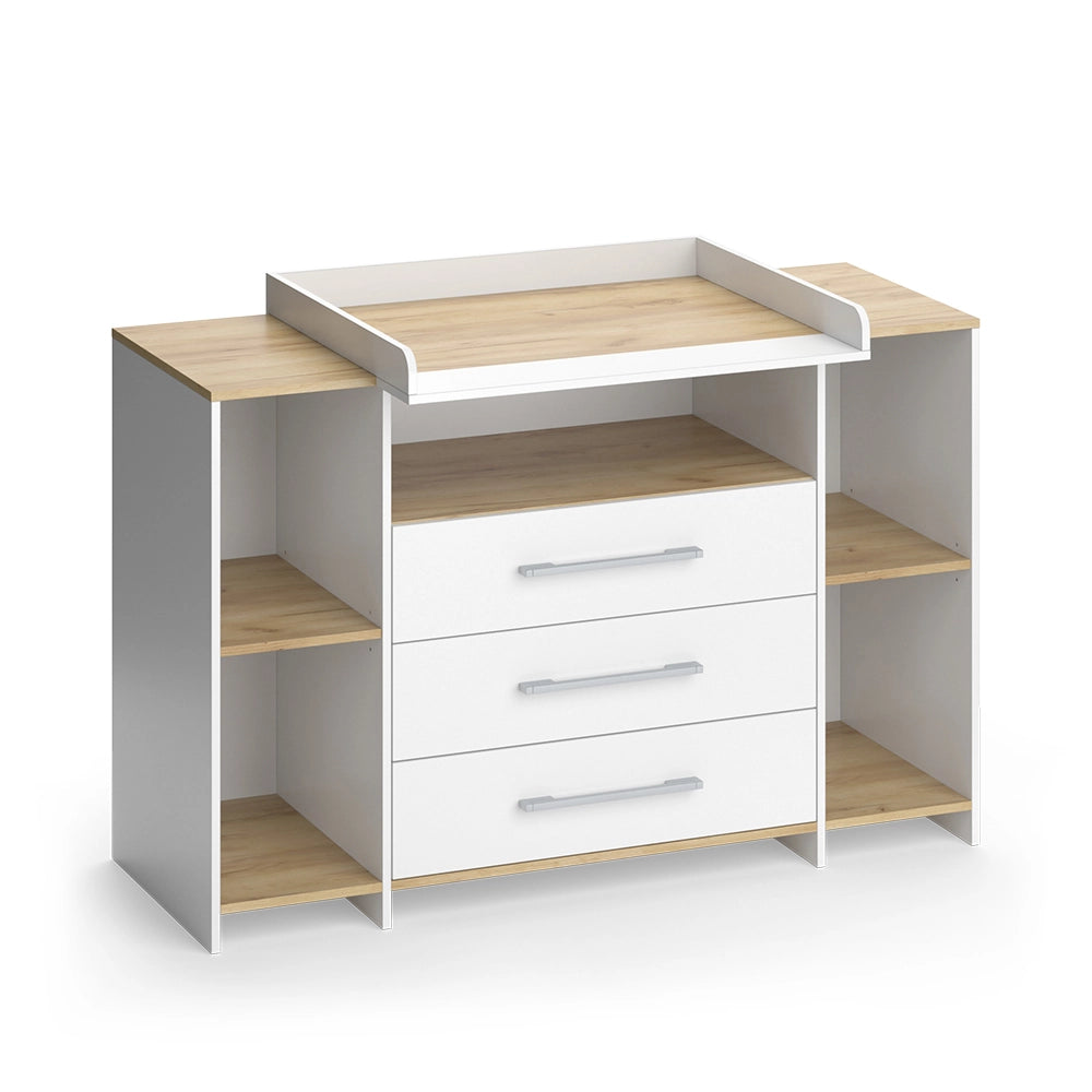 Vicco Fasciatoio Rovere bianco/dorato 143.2 x 93 cm con 3 cassetti