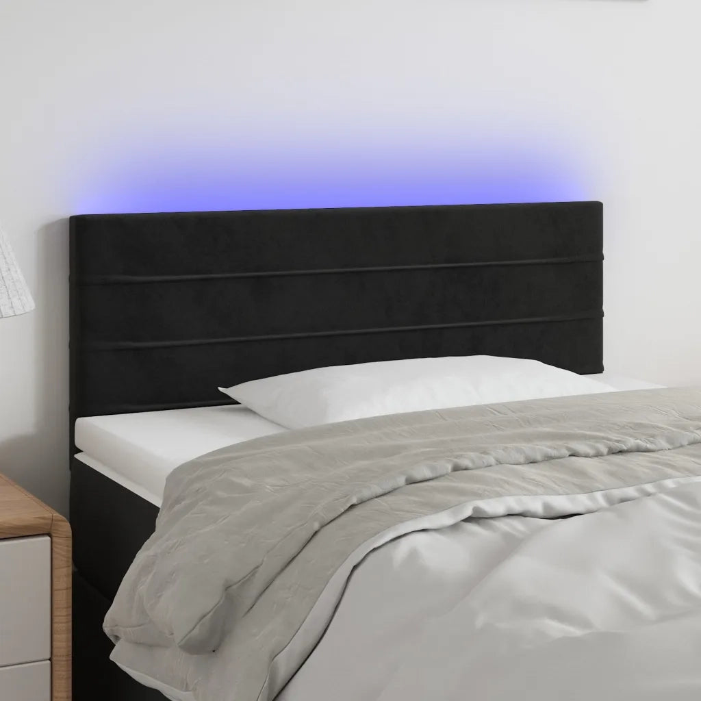 Testiera a LED Nera 90x5x78/88 cm in Similpelle 3121790