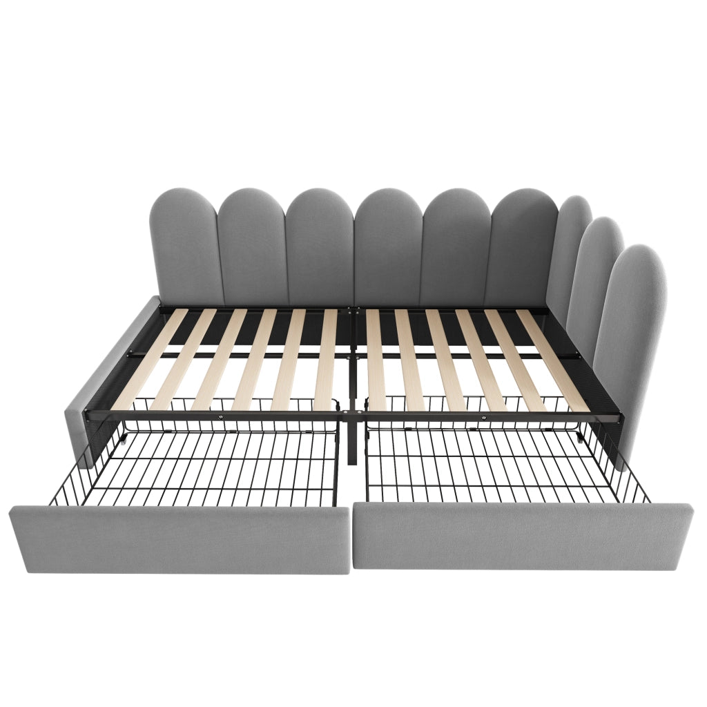 Letto singolo contenitore in velluto grigio 90x190 cm