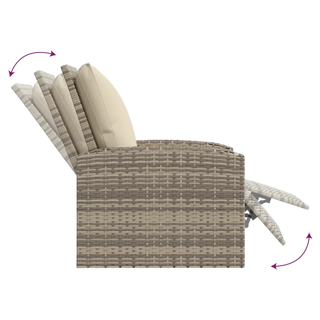 Poltrona Reclinabile Giardino Cuscini Marrone Chiaro Polyrattan 364103