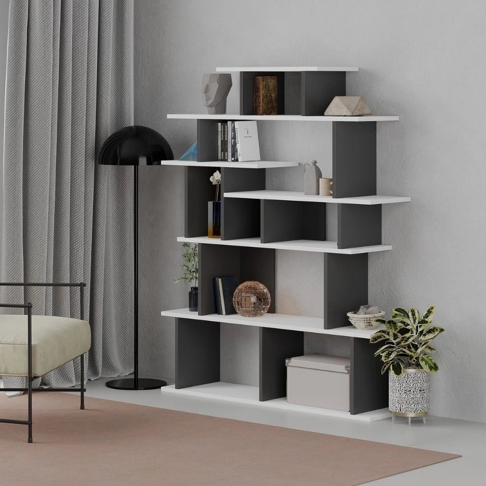 (2c) Libreria design Apollon bianco antracite