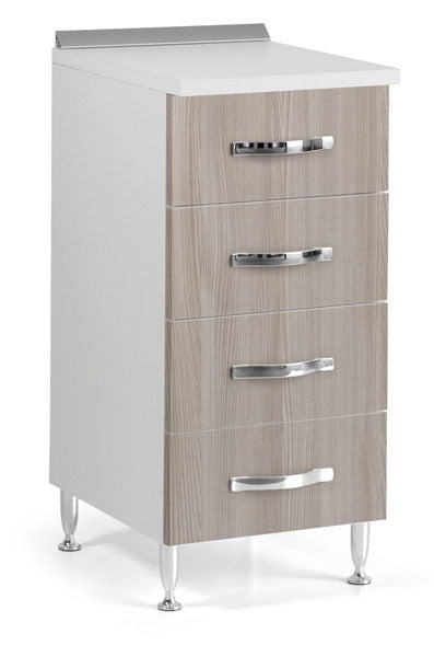 Cassettiera 4 cassetti 40cm bianco olmo