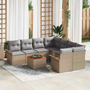 Set Divano da Giardino con cuscino 9 pcs Beige polyrattan 3347308