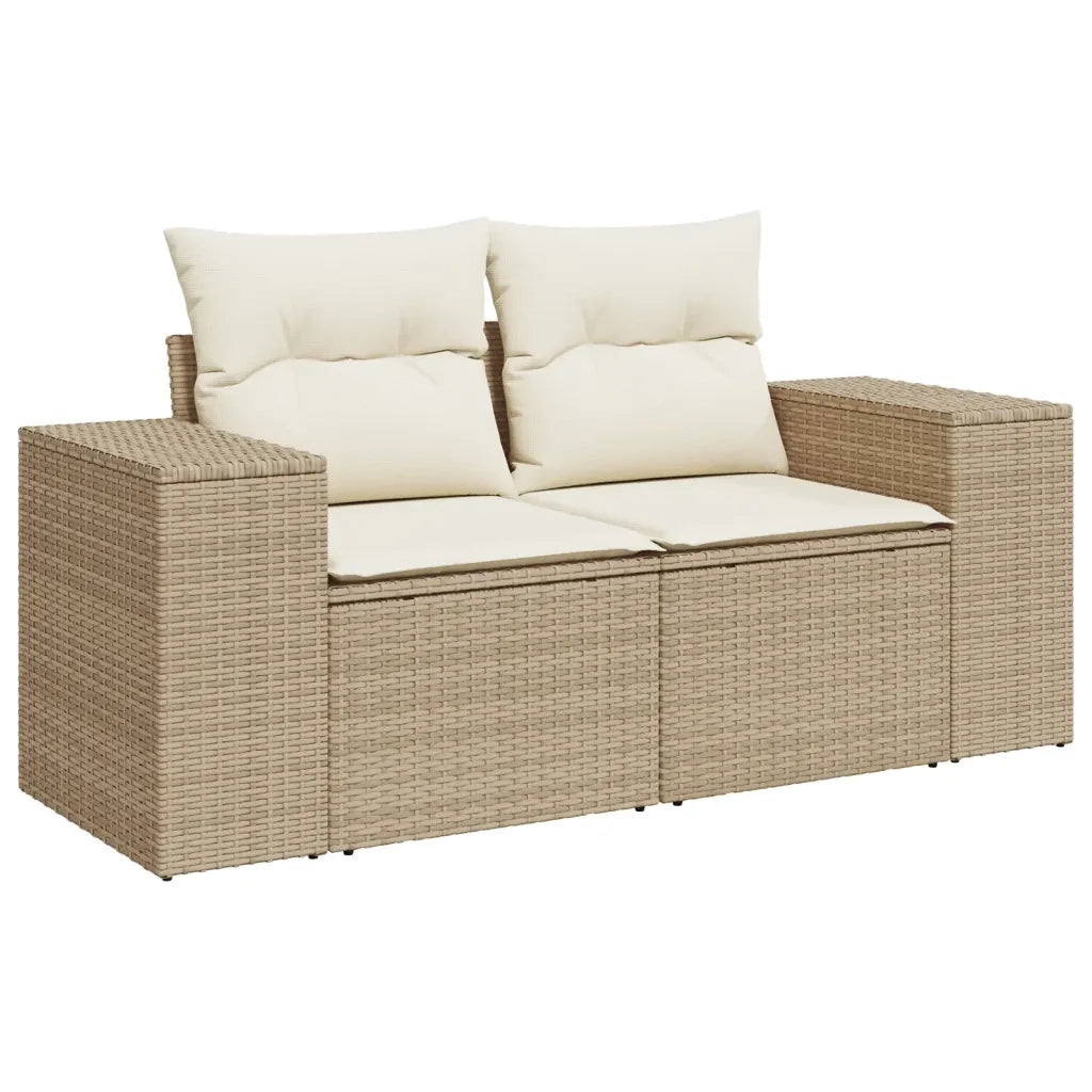 Set Divano da Giardino 10 pz con Cuscini Beige in Polyrattan 3223057