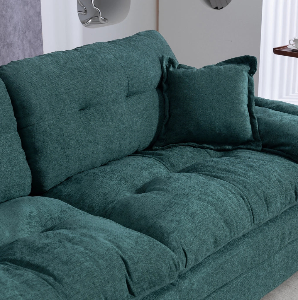 Set divani in chenille 2 pezzi: poltrona singola e divano a 2 posti con imbottitura a doppio strato e cuscini decorativi