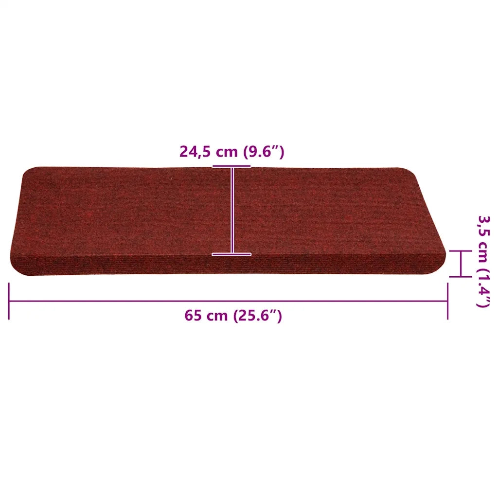 Tappetini Autoadesivi per Scale 30 pz | Gradini per Scale Rossi 65x24,5x3,5 cm