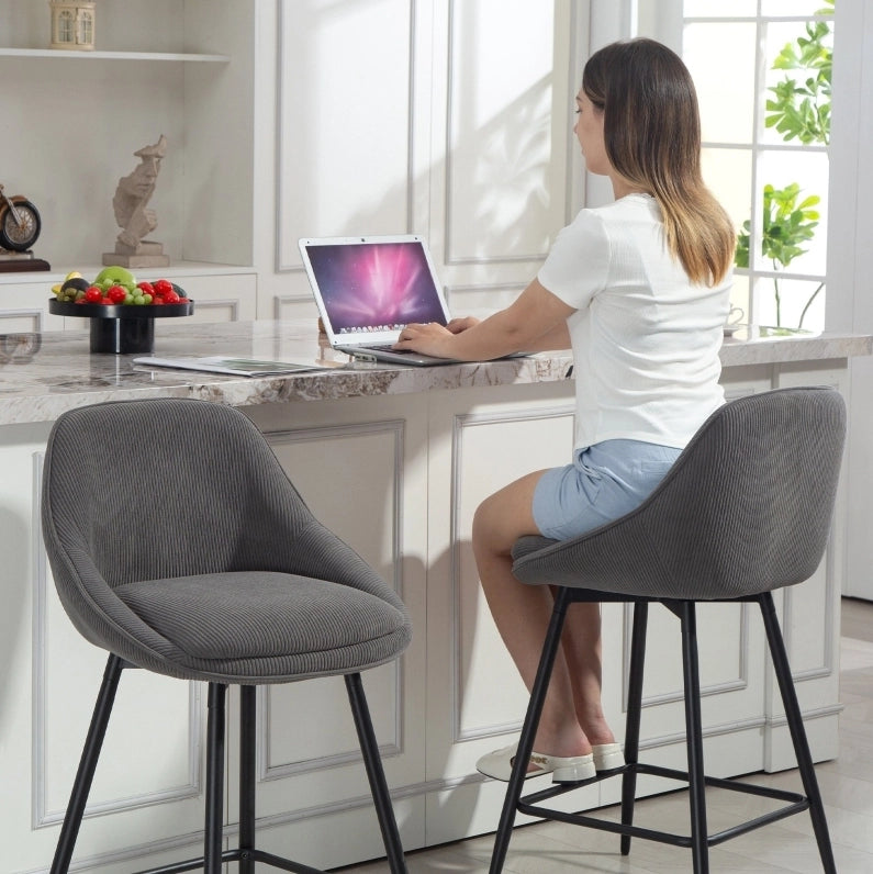 SGABELLI BAR Set da 2 pezzi girevoli H 65 cm grigio in poliestere