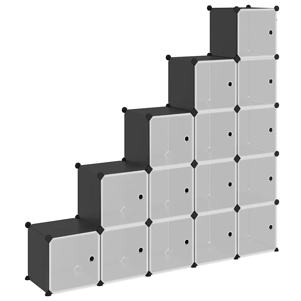Organizzatore Portaoggetti con 15 Cubi e Ante Trasparenti in PP 340554