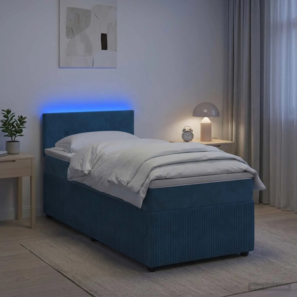 Letto box spring con materasso Blu 100 x 200 cm Velluto 3453087