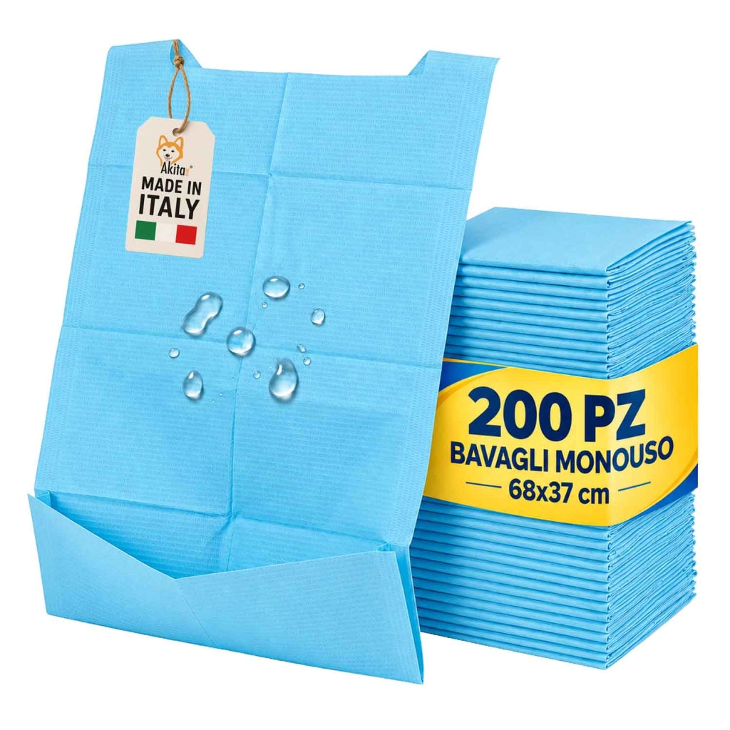 Akitaink Bavagli Monouso Impermeabili con Tasca 200Pz 68x37 cm