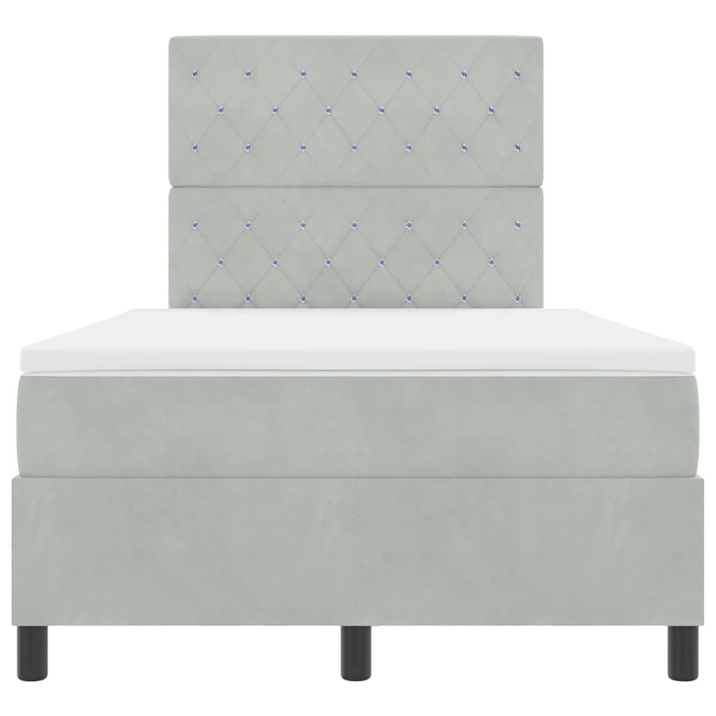 Letto a molle con materasso Grigio chiaro 120 x 190 cm Velluto 3339752