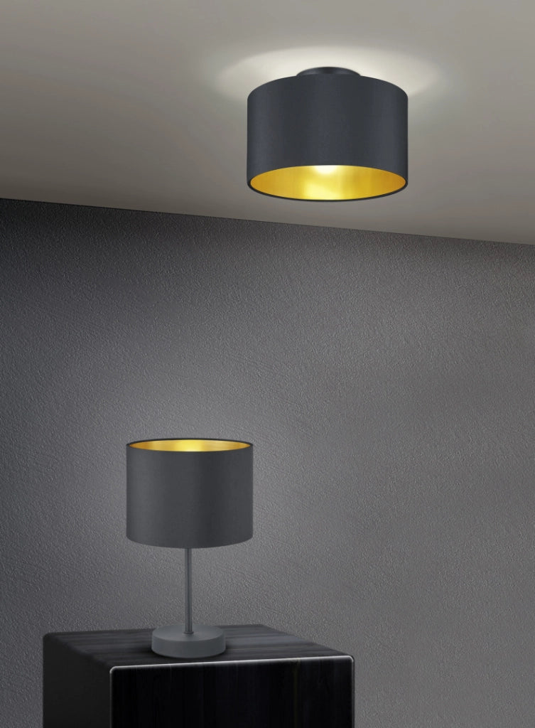 Lampada da tavolo HOSTEL nera oro metallo E27 Trio
