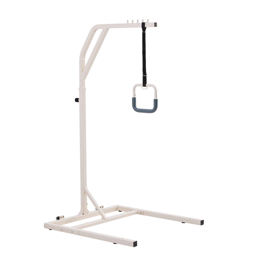 Barra Trapezio da Letto FBL900976 in Acciaio con 2 Ruote, Maniglia Regolabile Autoportante, Robusto e Facile da Montare, per Casa