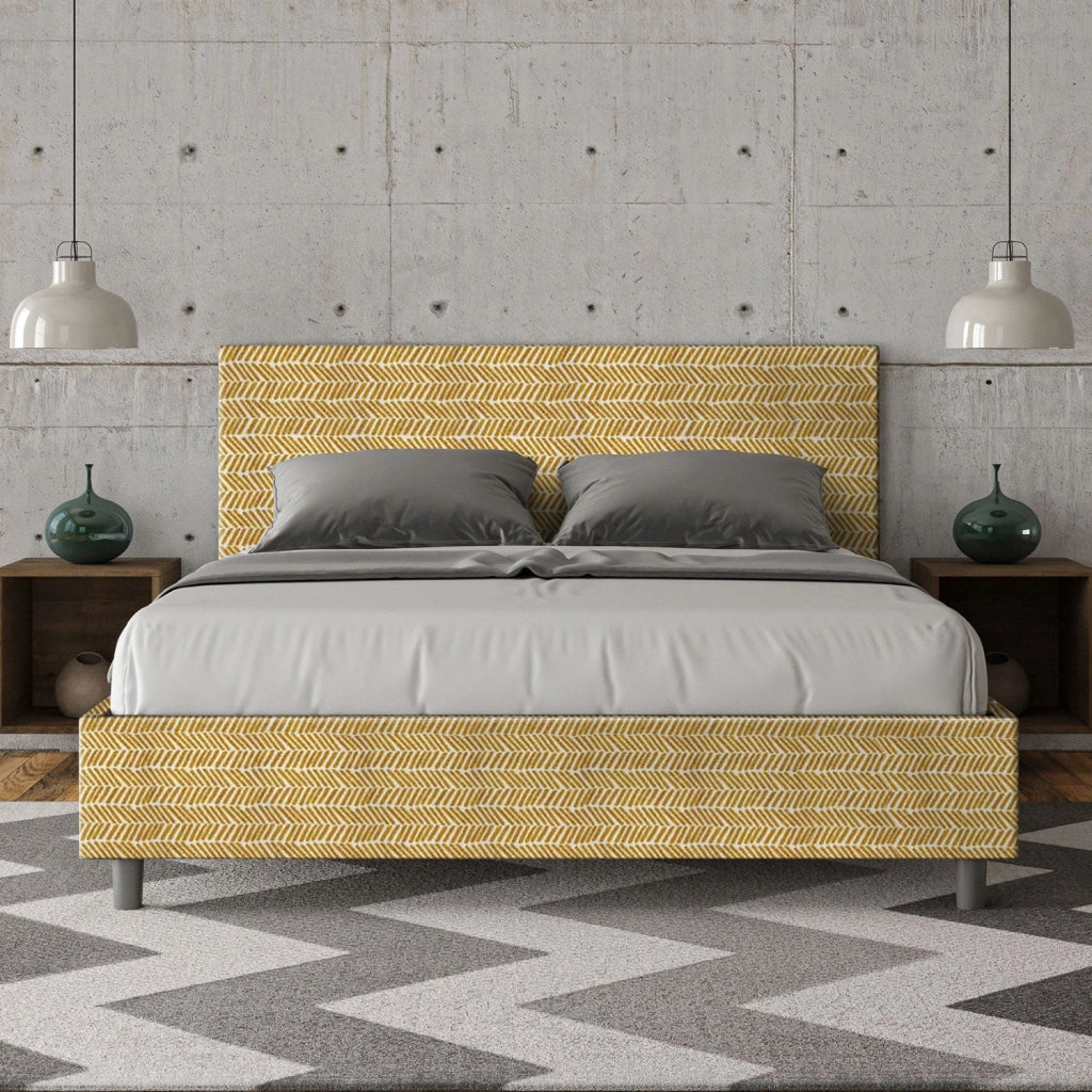 Letto Matrimoniale 160x200 cm con Rete e Contenitore Adele Aragona 3 Giallo