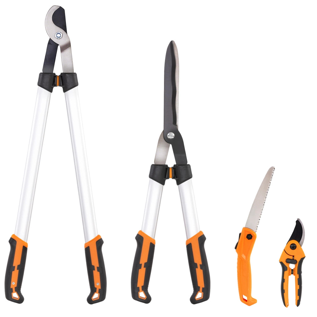 Set da giardinaggio multifunzionale 4 pezzi con cesoie da giardino, troncarami, forbici da potatura e seghetto pieghevole, pratico per bricolage