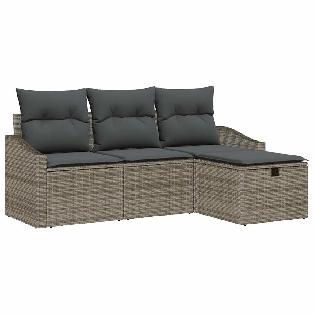 Set di divani con cuscino 4 pcs Grigio polyrattan 3359248