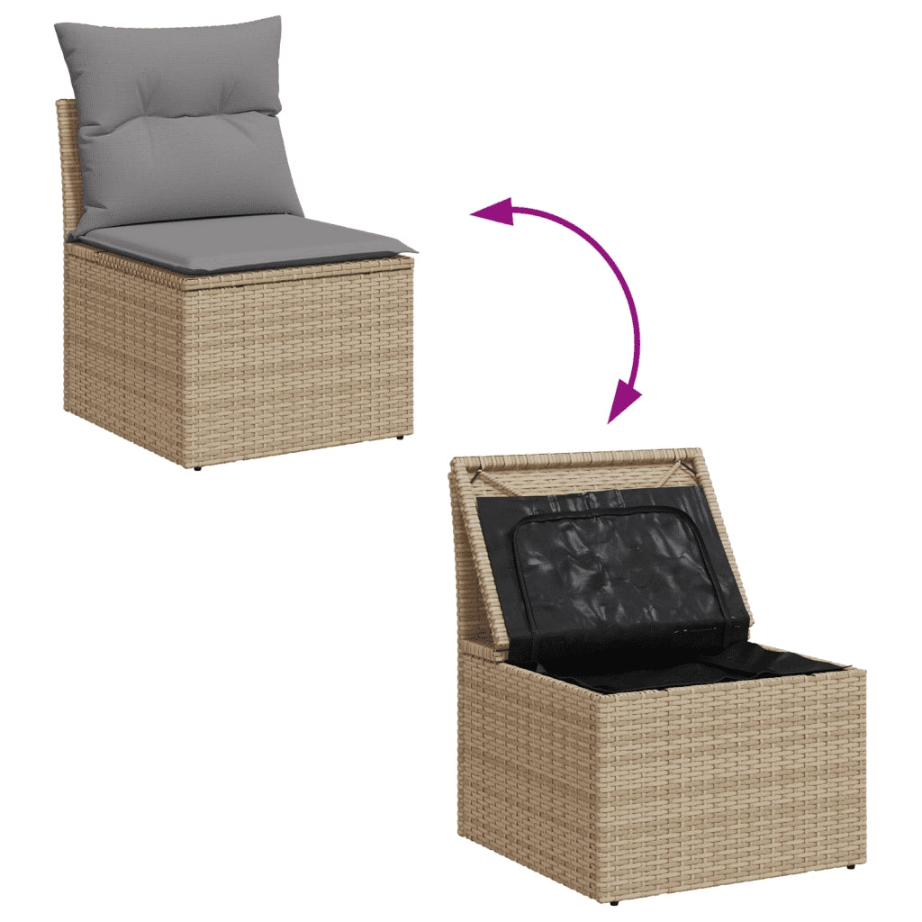 Set Divano da Giardino 10 pz con Cuscini Beige in Polyrattan 3249628