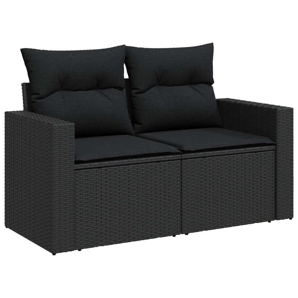 Set Divano da Giardino con cuscino 17 pcs Nero polyrattan 3363624